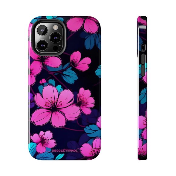 IPhone, DISCO LEMONADE Neon, Cherry Blossom, Sakura, Hot Pink,Tough Phone Case, - Picture 7 of 10